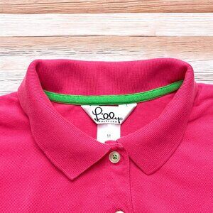 Lilly Pulitzer Hot Pink Pima Cotton Blend Logo Polo‎ Girls Size Medium / 8